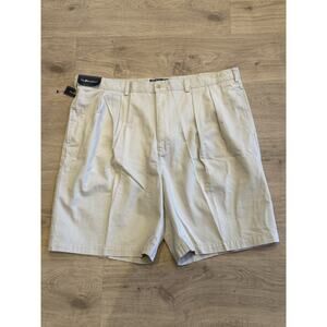 Polo Ralph Lauren Tyler Short Big Men 44B Tan Cotton Double Pleated Vintage Logo
